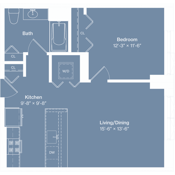 a floor plan of a small house with a kitchen and a living room