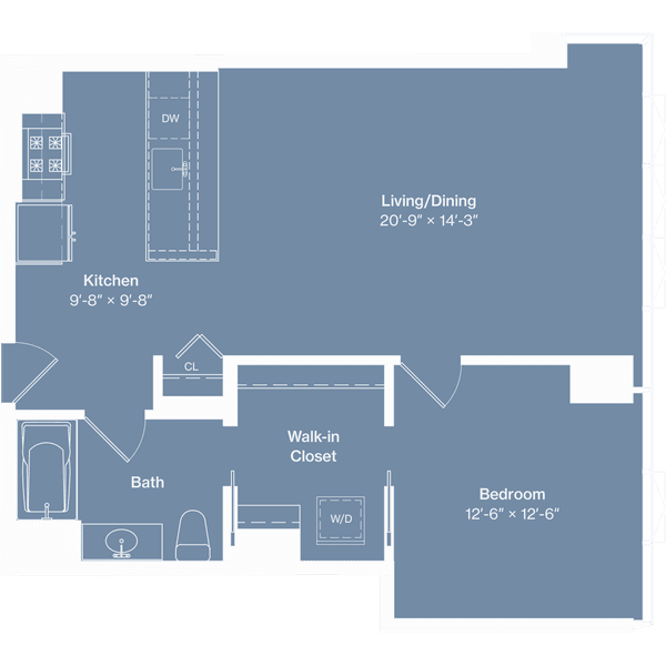 a floor plan of a house with a bedroom and a living room