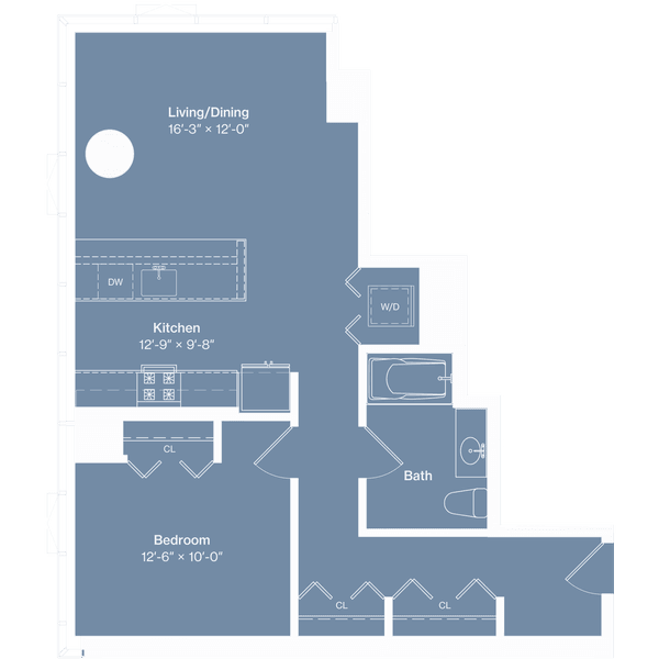 the floor plan of a small house with a bedroom and a living room