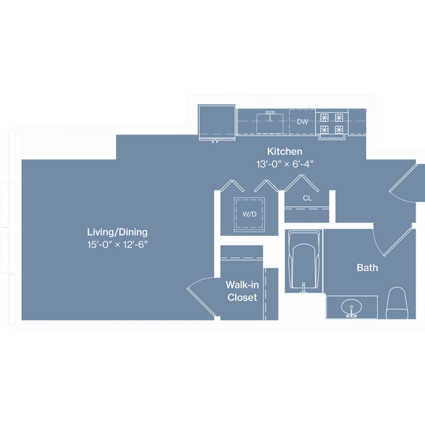 a floor plan of a small house with a kitchen and a living room