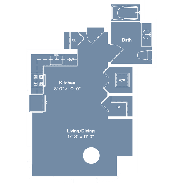 a floor plan of a small house with a kitchen and a living room